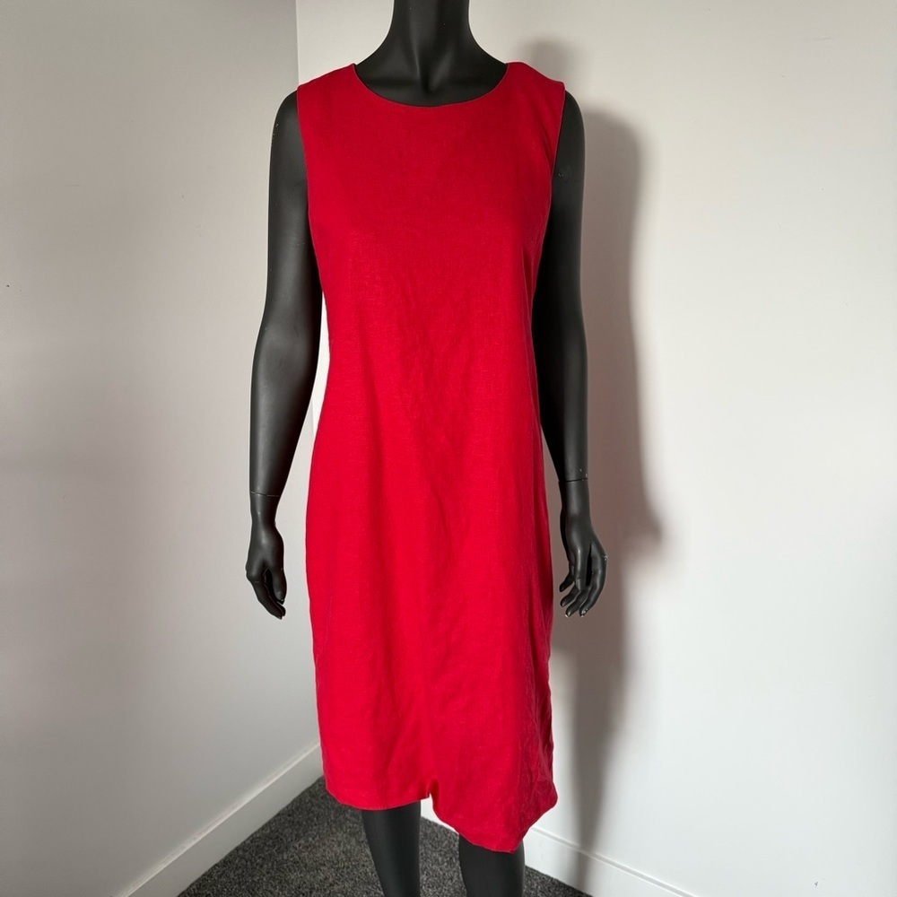 177. coldwater creek Sleeveless Linen Blend | Red Shift Dress - Size 14